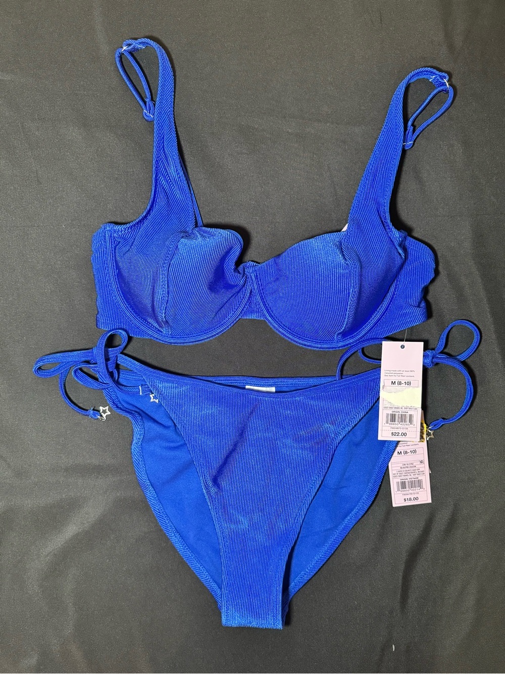 Royal Blue Ribbed Bikini Set- Medium